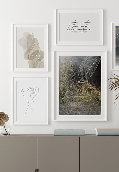 Liście Złoty Plakat 50x70cm